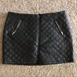 Express Black Faux Leather Quilted Skirt